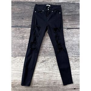 Good American Good Legs Skinny Jeans Ripped Black 26x29